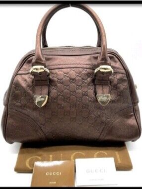 (#1) SALE! Gucci Guccissima Aoyama '07 Bronze Metallic Leather Handbag/Dust Bag